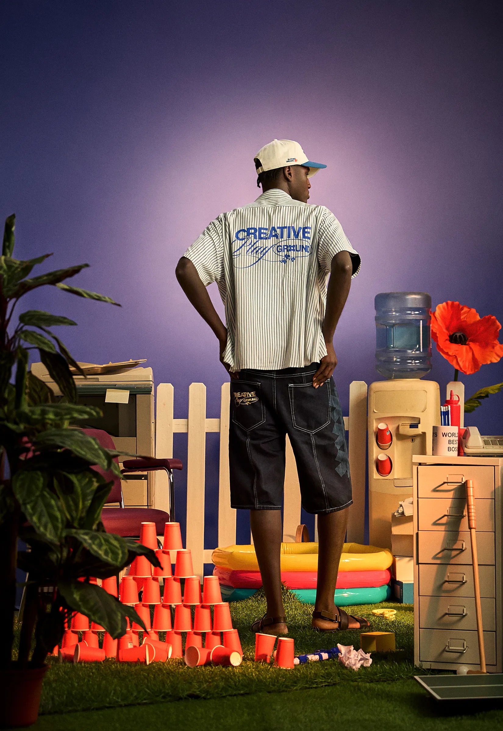 CREATIVE BLUE/CREAM CAP