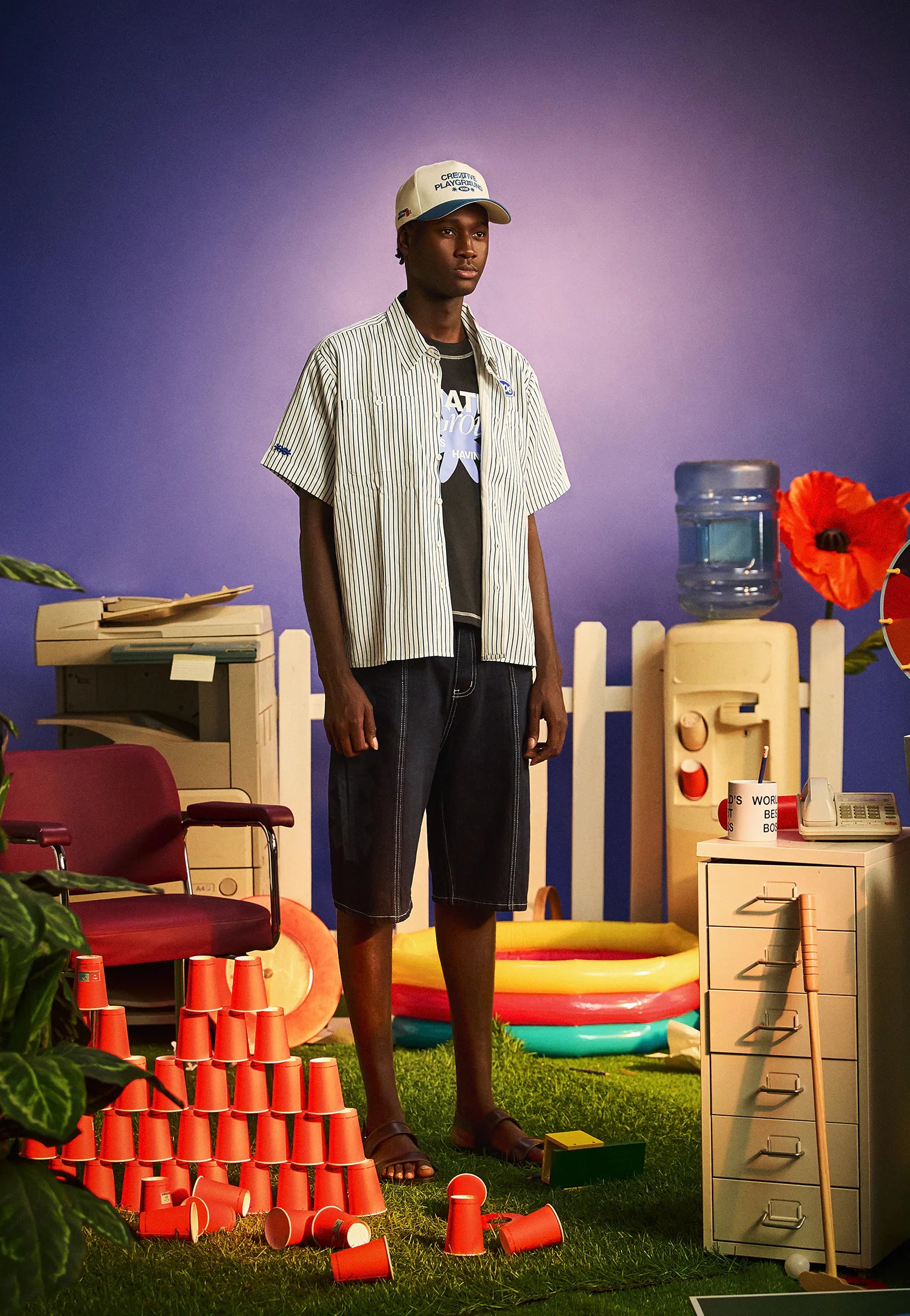 CREATIVE BLUE/CREAM CAP