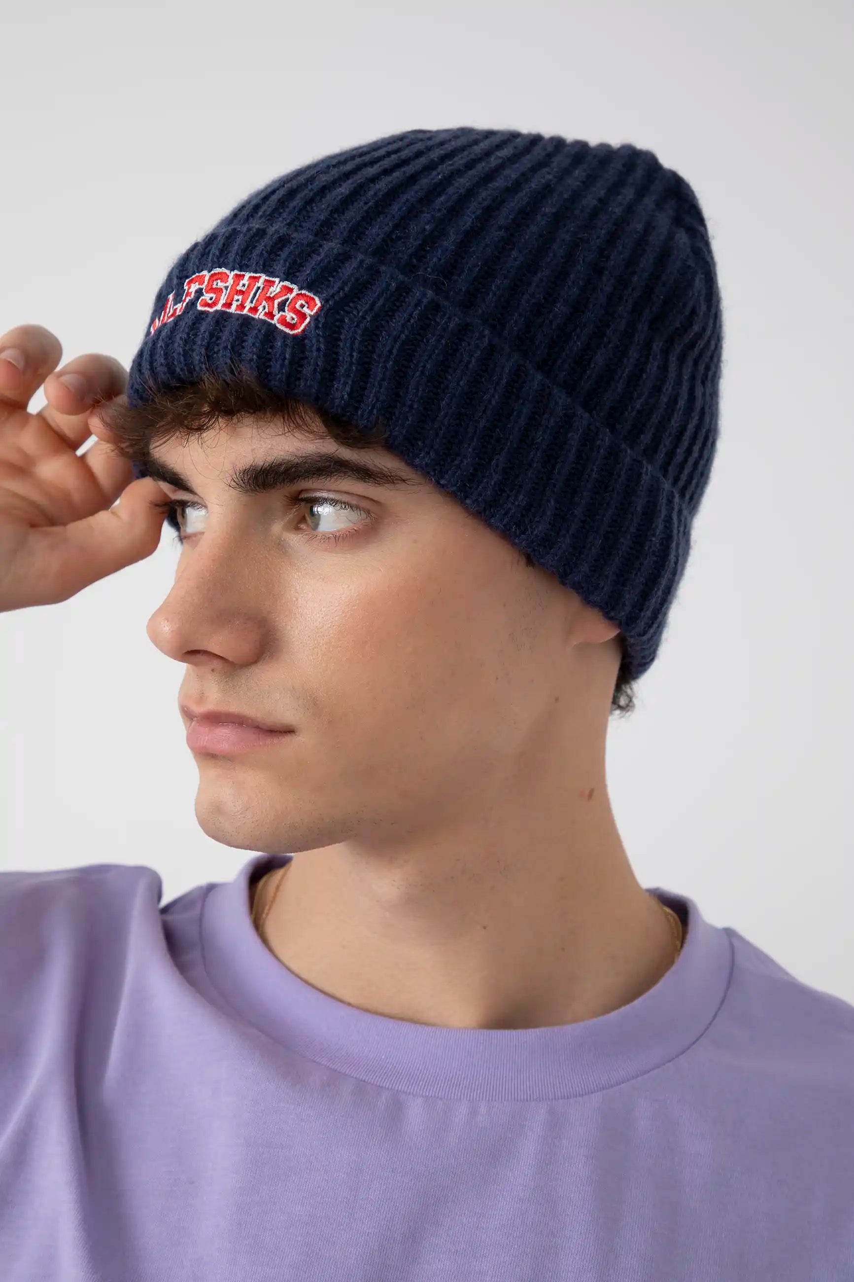 NAVY COTTON BEANIE